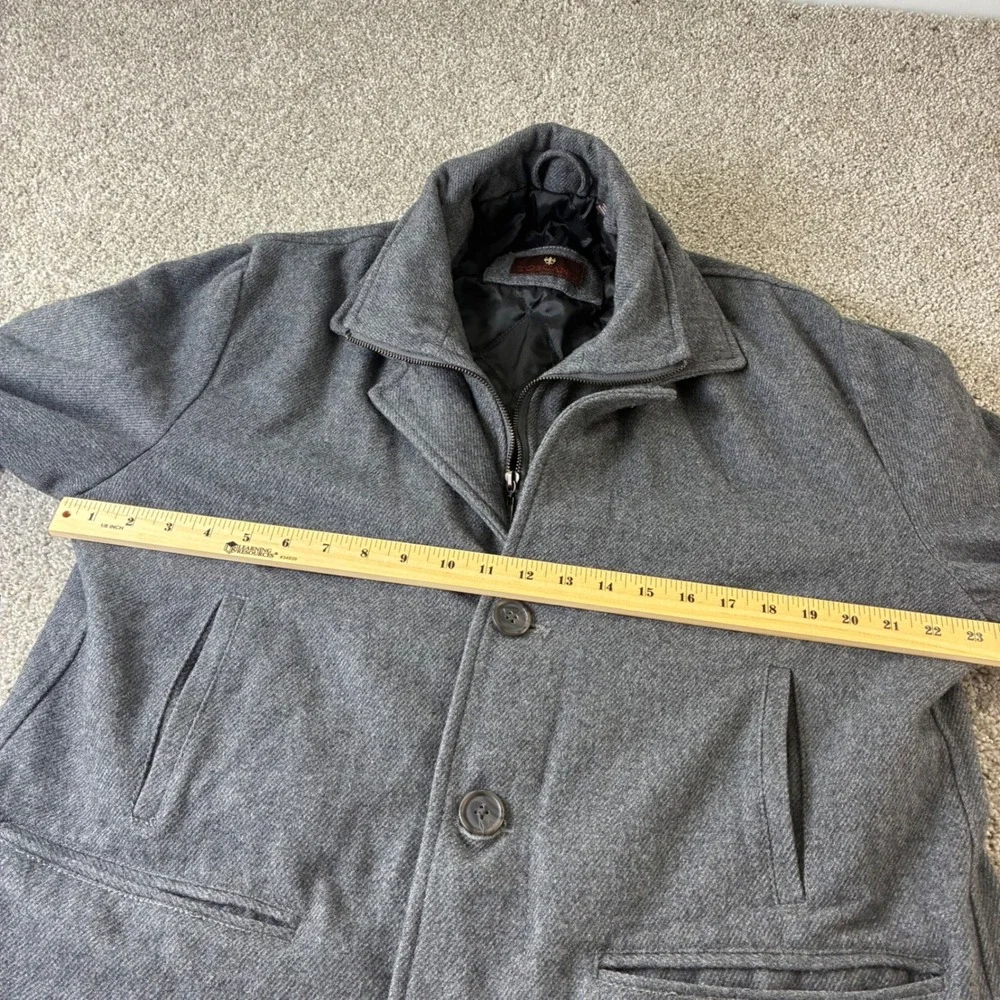 Toscano Mens Gray‎ Wool Blend Button Front Coat Jacket Overcoat Outerwear